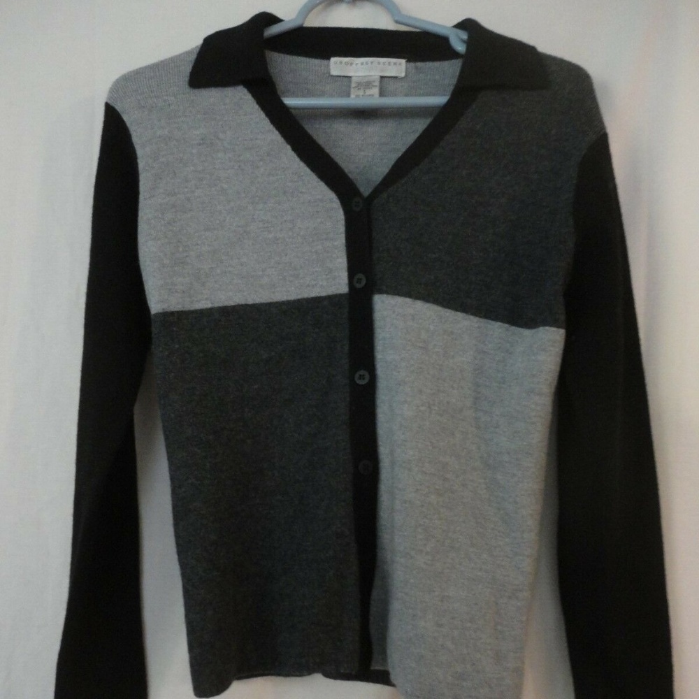 Color blocked Wool blend Cardigan Sweater